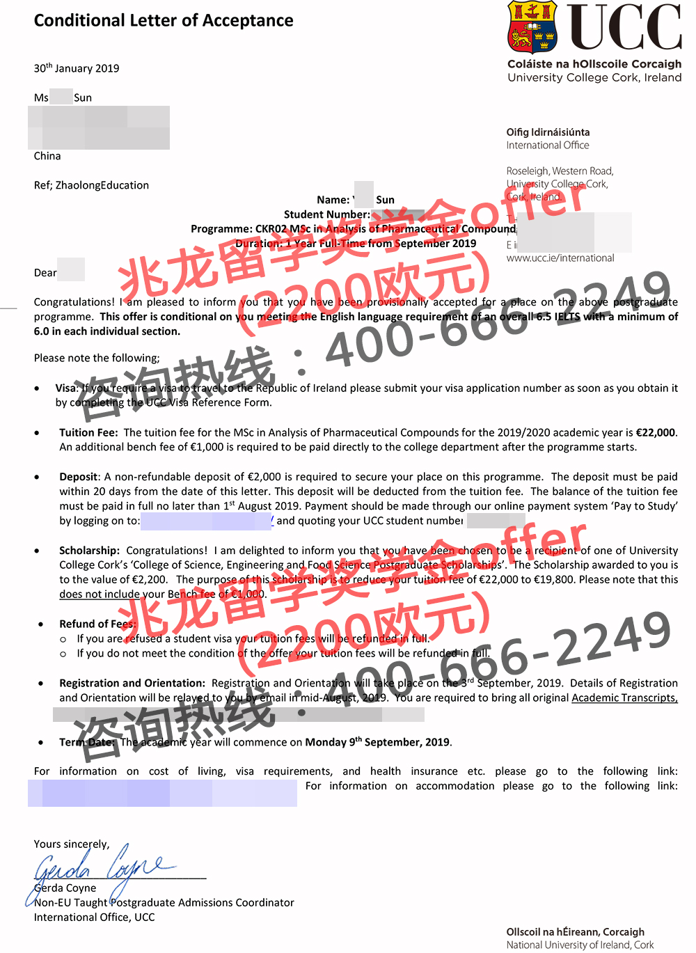 孙yuxi-科克大学-药物化合物分析-硕士专业offer+2200欧奖学金-兆龙留学.jpg