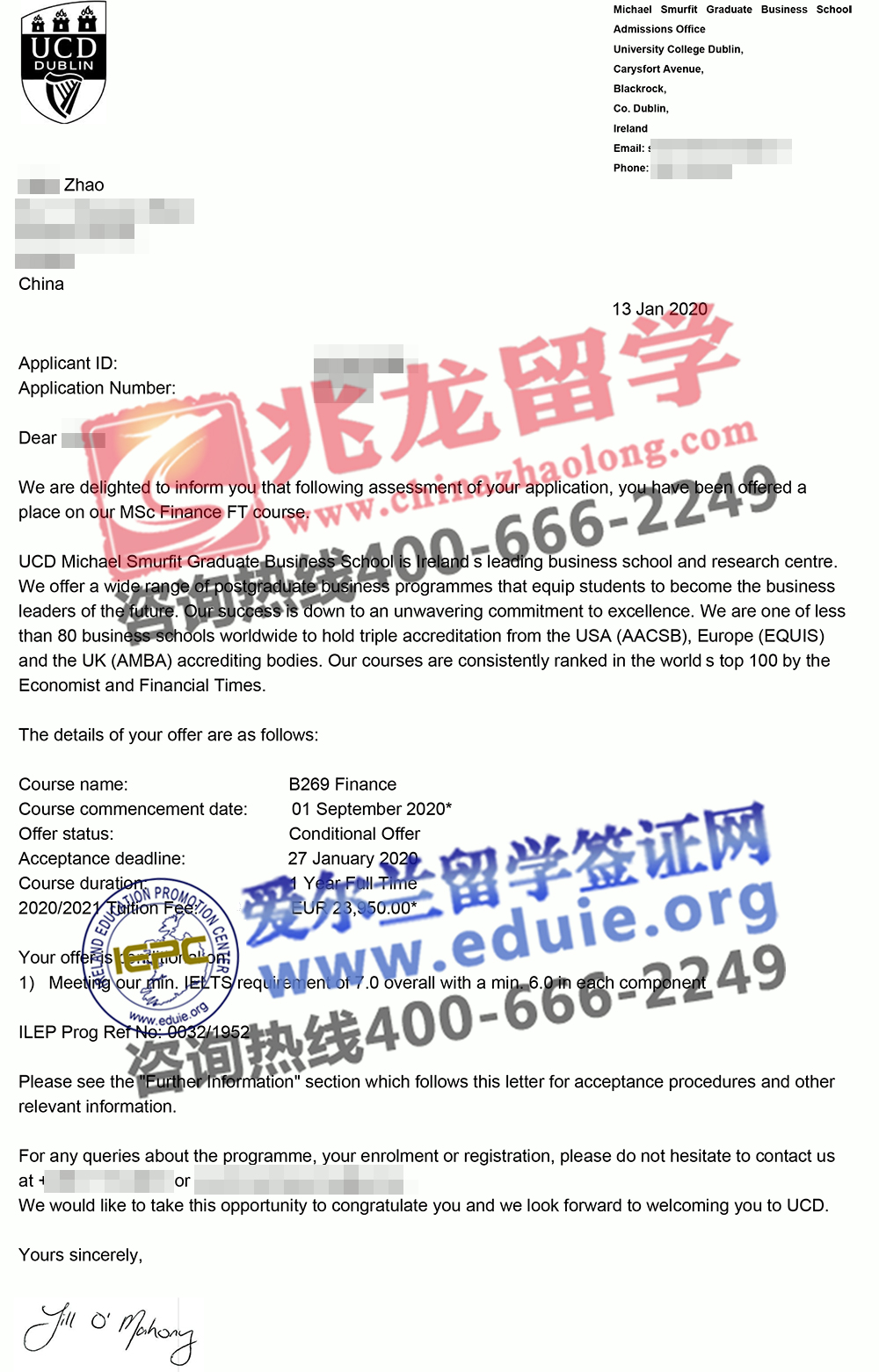 赵leilei都柏林大学UCD金融学硕士Offer-北京兆龙留学.jpg